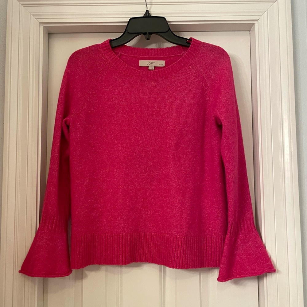LOFT Hot Pink Bell Sleeve Sweater | Size SP